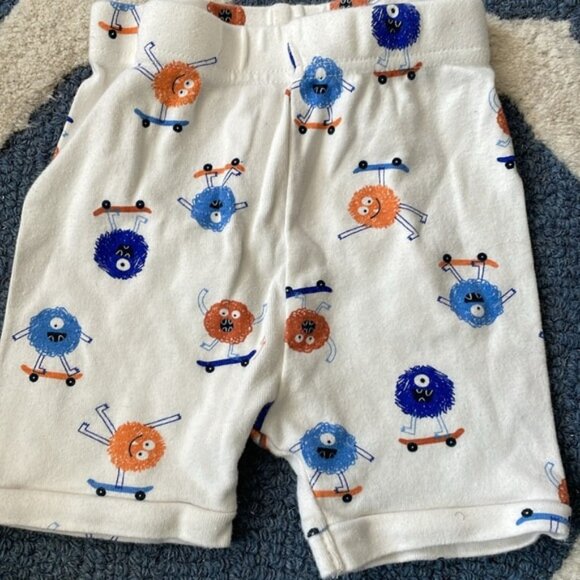 Kids Monster Print Pajamas - White andBlue 2T - Picture 4 of 4